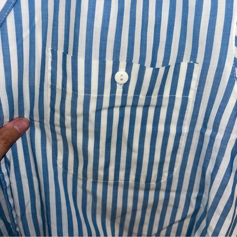 VTG Alison Craig Blue White Stripe Nautical Button Down Top Size 16